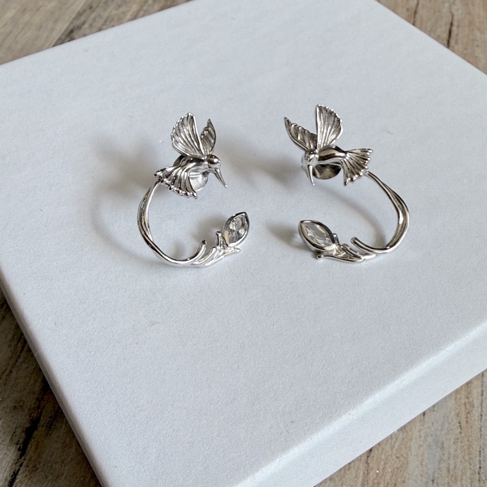 Silver Hummingbird Earrings